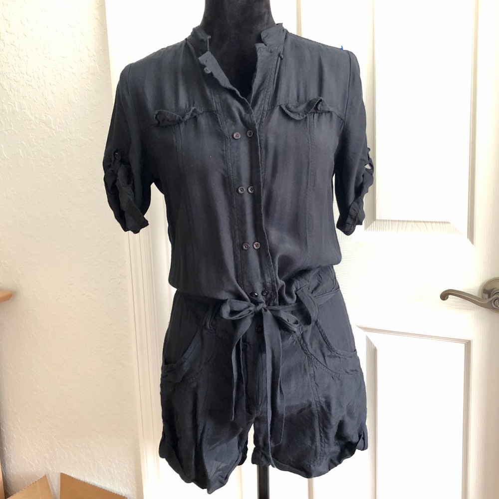 Black Button Up Romper
